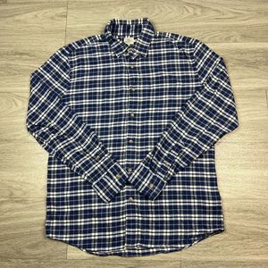 Faherty Mens Shirt Large Blue Plaid Casual Buttons Long Sleeve